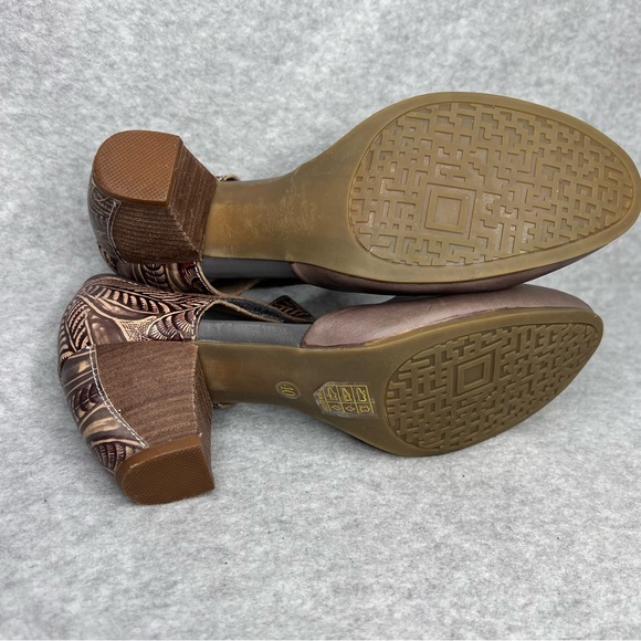 L'artiste Spring Step Toolie Shoes Grey Brown Tooled Leather Mary Jane EU40 US 9 - Picture 13 of 13